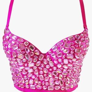 Vibrant Pink Bejeweled Top